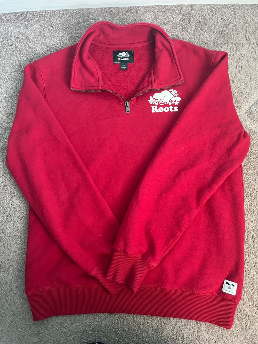 Roots Red Quarter-Zip Fleece Pullover